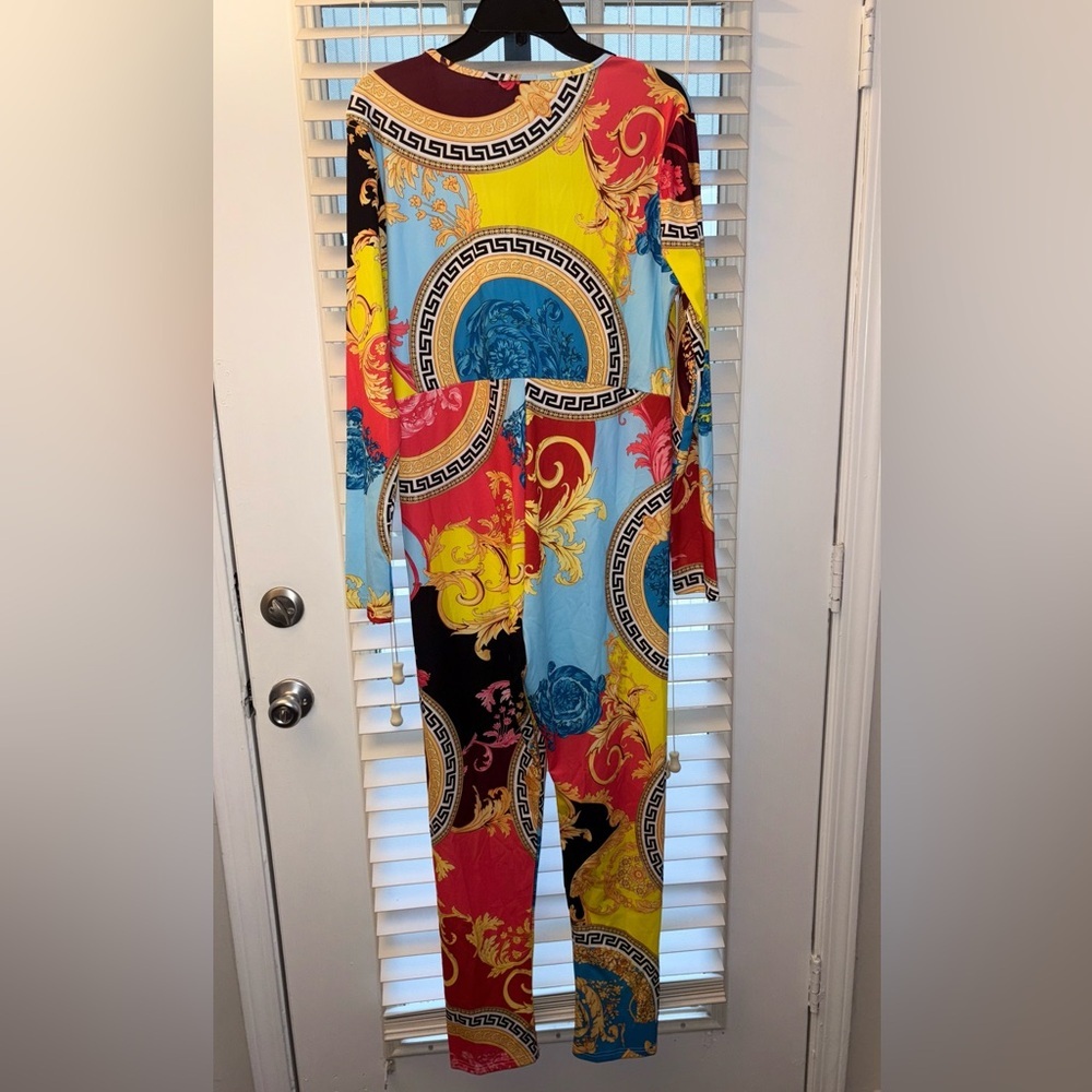 Designer-Inspired Baroque Print Jumpsuit – Size 2X - Picture 7 of 11